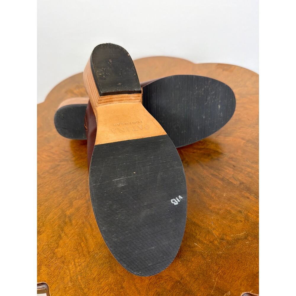 Patina Portland Leather Brown Leather Stacked Heel Mules Size 5.5 Mexico - Picture 11 of 11
